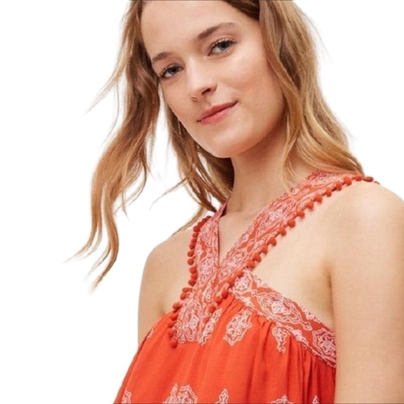 ANN Taylor Loft Dress Pom Pom Swing Shift Mini Sundress Pretty Ethnic Print - Picture 7 of 15